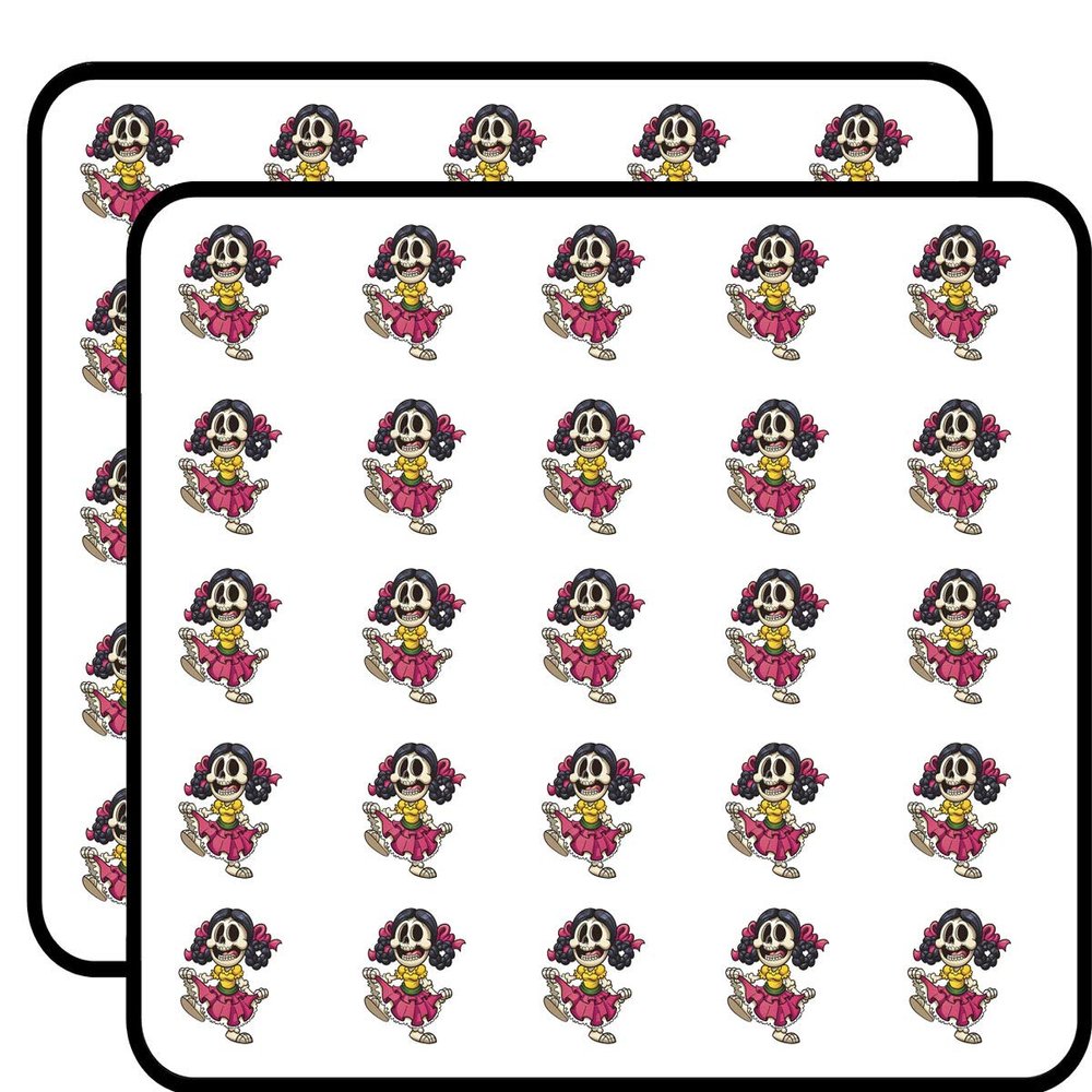 50 PCs Happy Cute Kids Dia de Los Muertos Skeleton Dancer Cartoon 1" Stickers Decals Laptop Notebook Phone Waterproof Vinyl Trendy