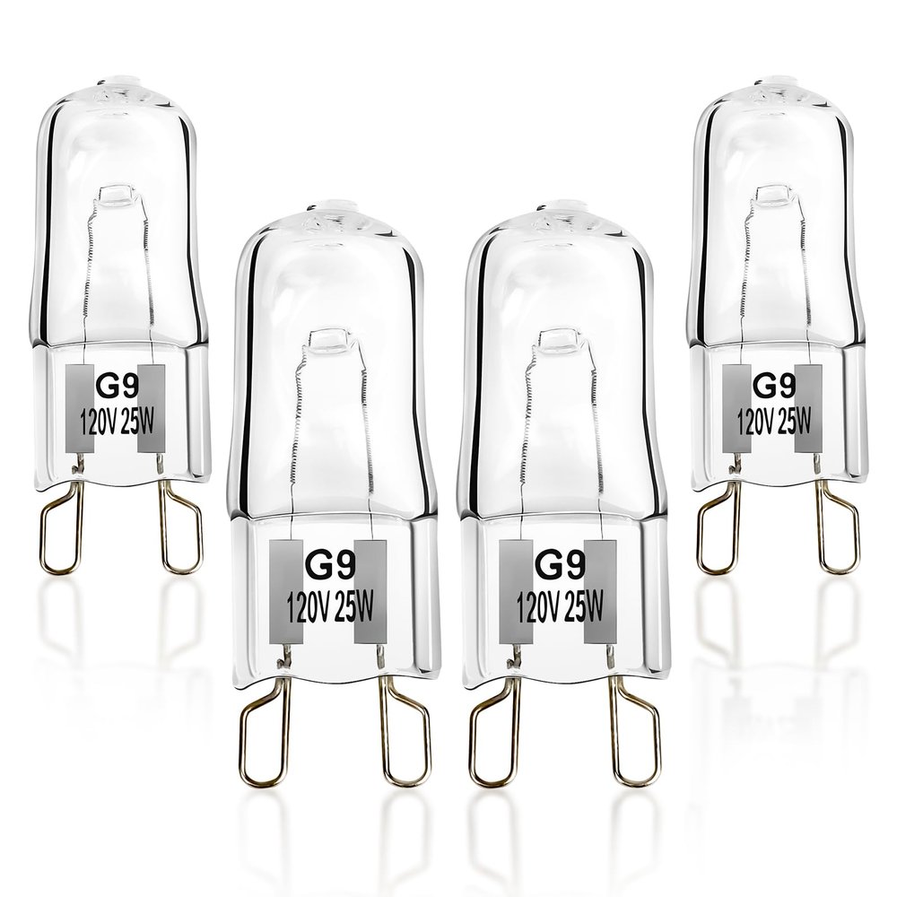 Belleone W10709921 Light Bulb Fit for Whirlpool Microwave Oven - 120V 25W Halogen Light Bulb Fit for KitchenAid Maytag Jenn-Air Over The Stove Range Microwave - Replace W10112515; 4 Pack
