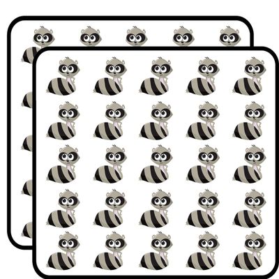 50 PCs Adorable Big Eye Kids Cartoon Animal - Raccoon 1" Stickers Decals Laptop Notebook Phone Waterproof Vinyl Trendy