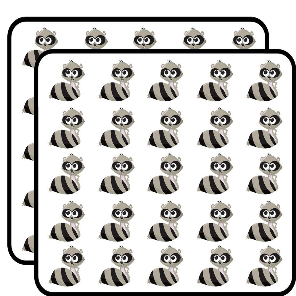 50 PCs Adorable Big Eye Kids Cartoon Animal - Raccoon 1" Stickers Decals Laptop Notebook Phone Waterproof Vinyl Trendy