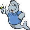 50 PCs Happy Gray Manatee in Polo Cartoon 1" Stickers Decals Laptop Notebook Phone Waterproof Vinyl Trendy view 2