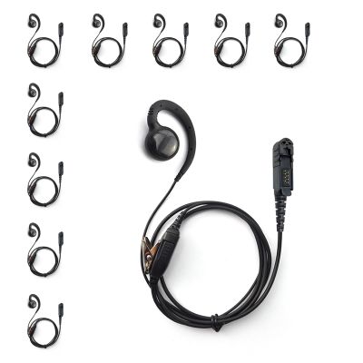 [10-Pack] ProMaxPower 1-Wire C-Shape Swivel Earpiece with PTT Mic for Motorola Two-Way Radios XPR3000, XPR3300e, XPR3500e, DP3441, DEP550, MTP3550, XiR-P6620, XiR-P6628
