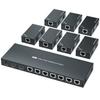 HDMI Extender Splitter 1x7 1080P@60Hz Over Cat 5E/6/7 Ethernet Cable 50m (164ft) Support HDMI loopout EDID Copy POC Function (1 in 7 Out), Monitor view 1