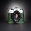 A-1 Case, BolinUS Handmade Genuine Real Leather Half Camera Case Bag Cover for Canon AE-1 A-1 (NO Handle) Camera with Hand Strap (Green) view 3