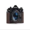 A-1 Case, BolinUS Handmade Genuine Real Leather Half Camera Case Bag Cover for Canon New AE-1 AE-1P A-1 (with Handle) Camera with Hand Strap (Coffee)