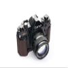 A-1 Case, BolinUS Handmade Genuine Real Leather Half Camera Case Bag Cover for Canon New AE-1 AE-1P A-1 (with Handle) Camera with Hand Strap (Coffee) view 3