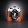 A-1 Case, BolinUS Handmade Genuine Real Leather Half Camera Case Bag Cover for Canon AE-1 A-1 (NO Handle) Camera with Hand Strap (LavaBrown) view 3