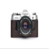 A-1 Case, BolinUS Handmade Genuine Real Leather Half Camera Case Bag Cover for Canon AE-1 A-1 (NO Handle) Camera with Hand Strap (Coffee) view 1