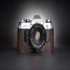 A-1 Case, BolinUS Handmade Genuine Real Leather Half Camera Case Bag Cover for Canon AE-1 A-1 (NO Handle) Camera with Hand Strap (Coffee) view 3