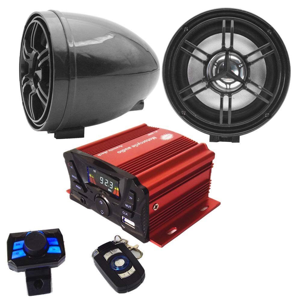 XYC UTV ATV Bluetooth Amplifier Sound System Speakers FM USB Audio System Stereo 3.5 Inch Speakers 12V Motorcycle Anti-Theft Alarm Audio FM Radio Stereo Speaker