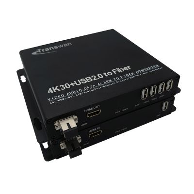 4K HDMI Over 1 Fiber Extender with 4 Ports USB 2.0 Hub & 4K HDMI (4K @30Hz) to 5 Km SMF, Extending Touch Screen to Control PC