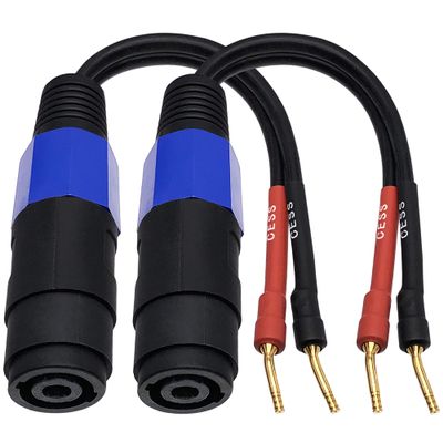 CNCESS CESS-086 Bend 2mm Pin Banana Plug to Speakon Female Jack Adapter Cable, 2 Pack