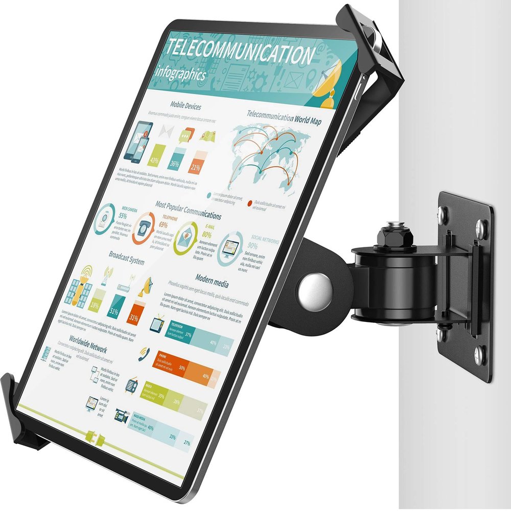 AboveTEK Tablet Wall Mount -360 Rotation iPad Wall Holder for Retail & Business, Anti Theft iPads Stand Fits 7"-11" Tablets Including iPad Pro/Air/Mini, Galaxy Tab - Security Lock & Key - (Black)