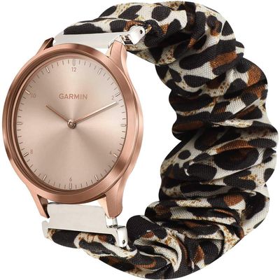 200Pcs Compatible for Garmin vivomove HR Band, Blueshaw Fabric Elastic Scrunchie Elastic Watch Band Women Cute Replacement Straps for Garmin vivoimove HR Hybrid Smartwatch (Leopard Print)