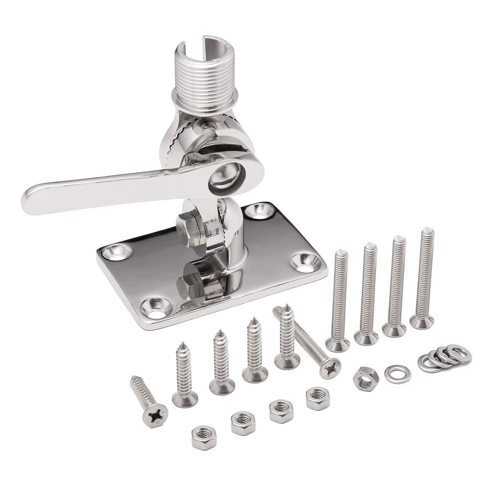 Calissa Offshore Tackle Marine VHF Antenna Mount Adjustable Base Mounts Ratchet for Boat Made with 316 Stainless Steel Mounts