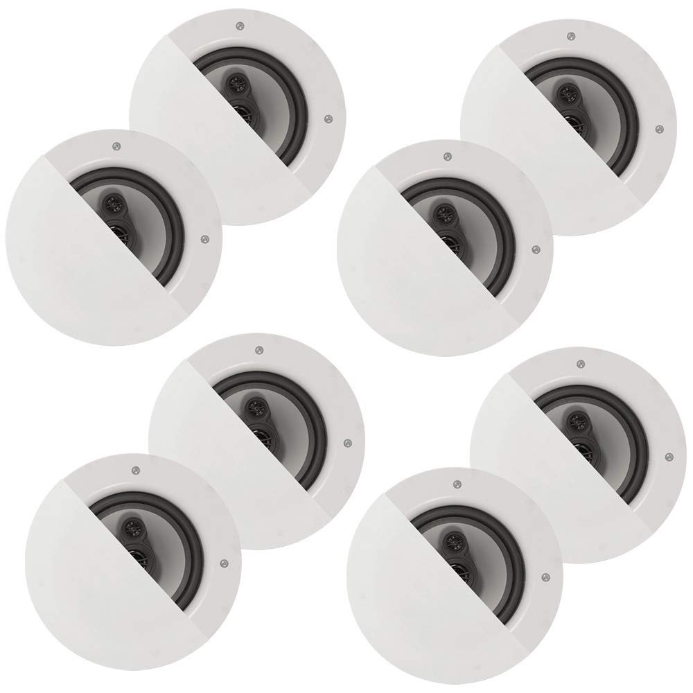 Acoustic Audio CSic64 Frameless in Ceiling 6.5" Speaker 4 Pair Pack 3 Way Home Theater Speakers