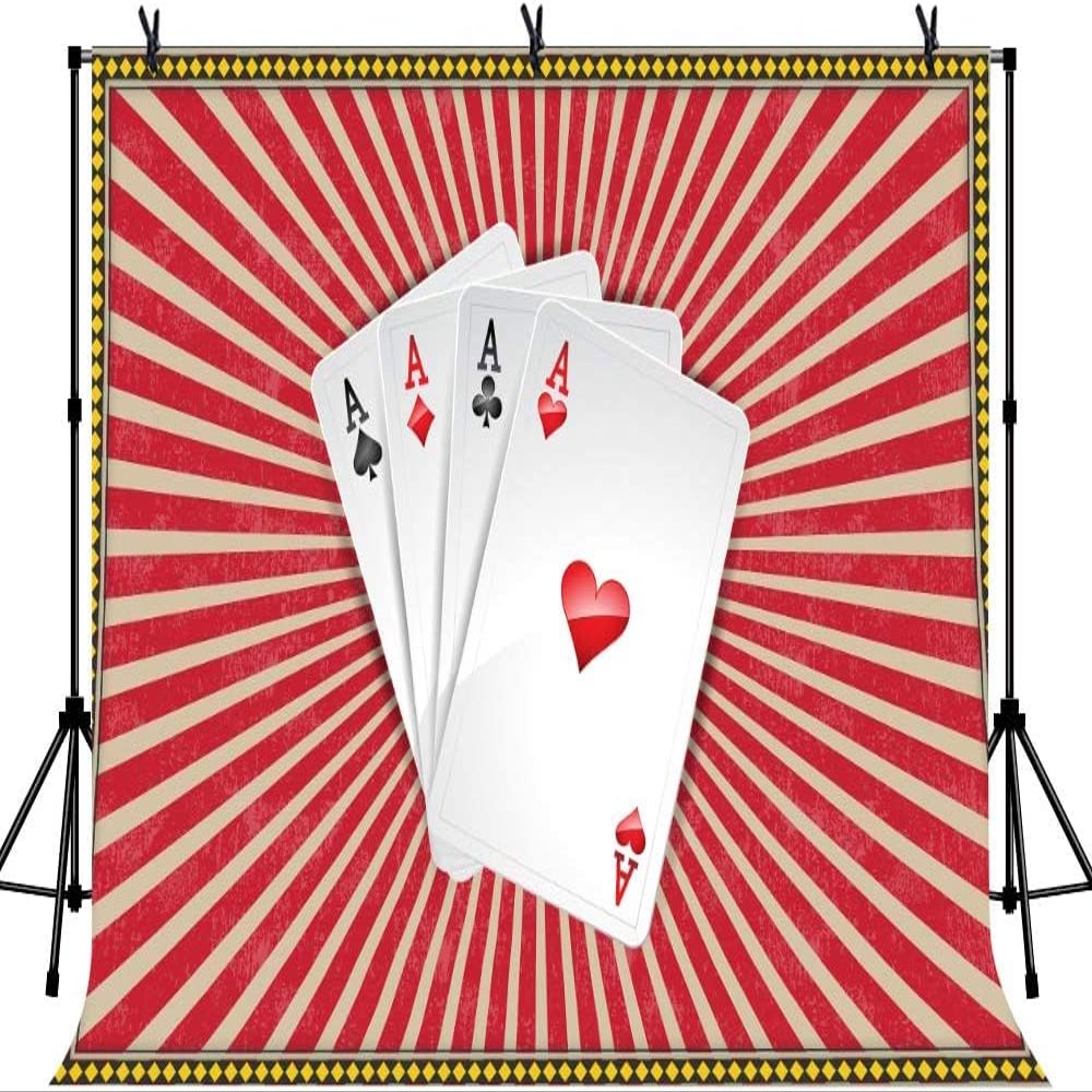 10x6.5ft Vinyl Casino Backdrops Playing 4A Cards Radiate Brilliant Light Photo Backgrounds Poker Decorations Hip hop Graffiti Wall Themed for Adults Background Studio Props Booth LYLS1102 for Party De