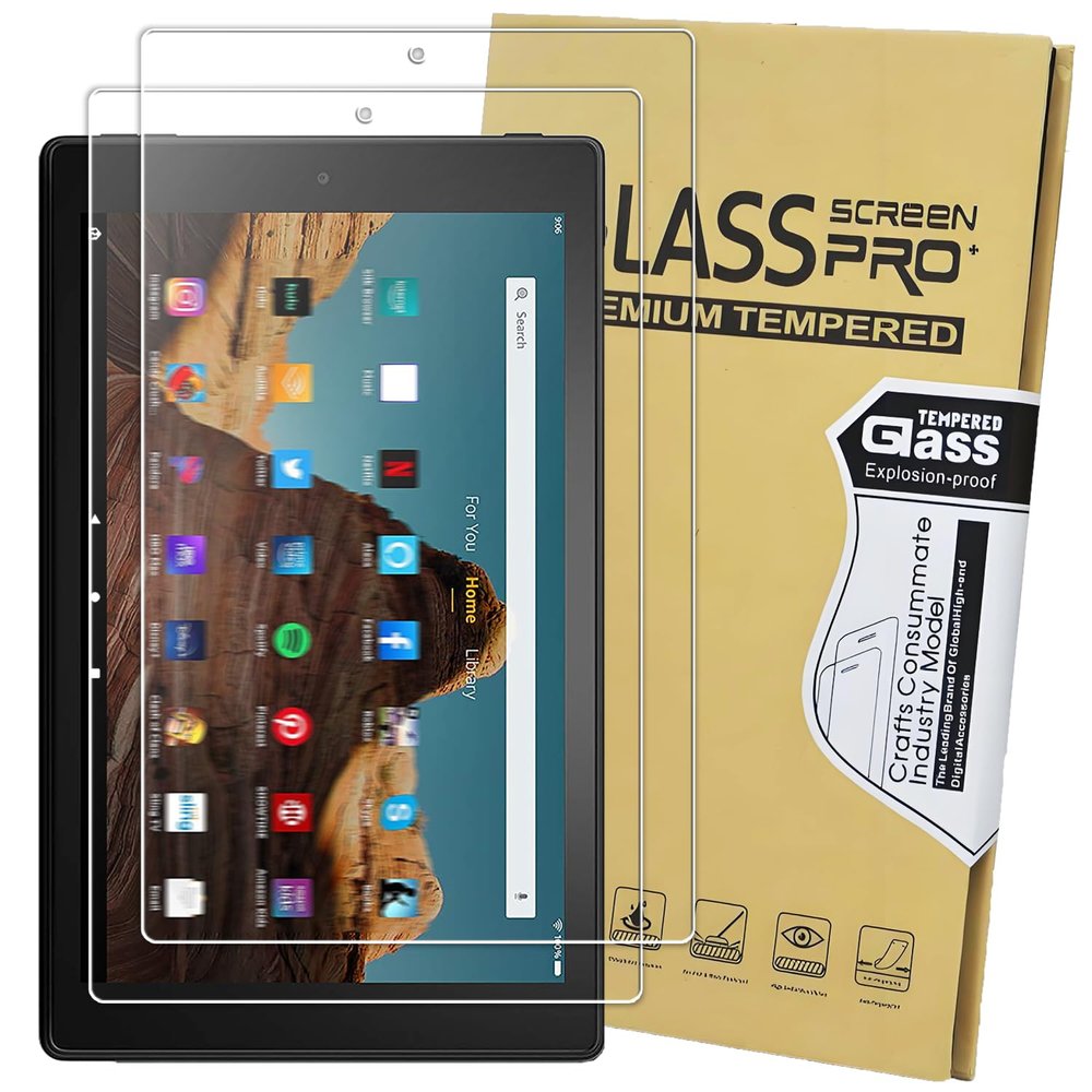 2-Pack Tempered Glass Screen Protector for Amazon Fire HD 10 Tablet 10.1" (7th / 9th Generation, 2017/2019 Release), Tempered Glass Film,Not fit Fire HD 10 2021 Version