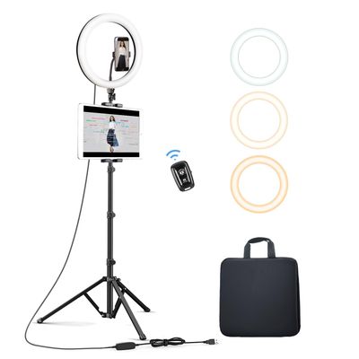 Elitehood 12 Ring Light with Tripod Stand (72 Tall) & iPad/Phone Holder, Dimmable Selfie Circle LED Lights Ringlight for Video Recording, Conference, Makeup, Laptop, Computer, Webcam, YouTube