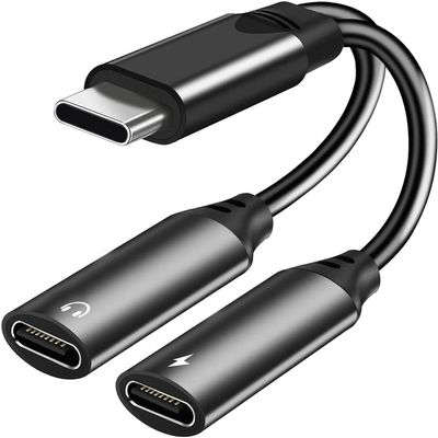 LecLooc USB C Splitter for iPhone 16 15, Dual USB C Audio and Charge Adapter 60W Fast Charge Fit with iPhone 16 15 Pro Max Plus, Galaxy S24 23 S22 Ultra, Google Pixel 9 8 7 6 Pro 5, iPad Pro