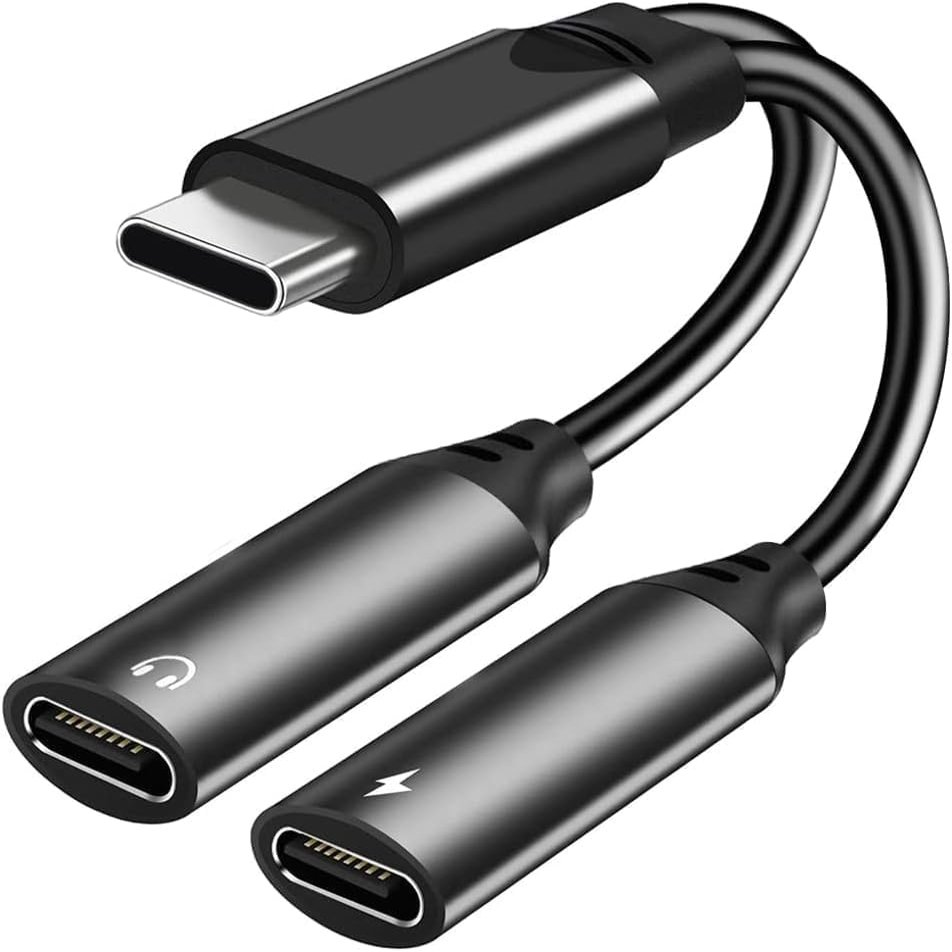 LecLooc USB C Splitter for iPhone 16 15, Dual USB C Audio and Charge Adapter 60W Fast Charge Fit with iPhone 16 15 Pro Max Plus, Galaxy S24 23 S22 Ultra, Google Pixel 9 8 7 6 Pro 5, iPad Pro