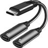 LecLooc USB C Splitter for iPhone 16 15, Dual USB C Audio and Charge Adapter 60W Fast Charge Fit with iPhone 16 15 Pro Max Plus, Galaxy S24 23 S22 Ultra, Google Pixel 9 8 7 6 Pro 5, iPad Pro view 1