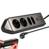 Brennenstuhl Estilo Corner Power Strip 4-fold (Power Strip with Stainless Steel Surface for Kitchen and Office, Extension Lead with 2X Protective Contact sockets, 2X Euro sockets,) Silver/Black view 1