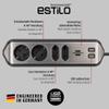 Brennenstuhl Estilo Corner Power Strip 4-fold (Power Strip with Stainless Steel Surface for Kitchen and Office, Extension Lead with 2X Protective Contact sockets, 2X Euro sockets,) Silver/Black view 2
