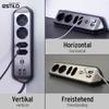 Brennenstuhl Estilo Corner Power Strip 4-fold (Power Strip with Stainless Steel Surface for Kitchen and Office, Extension Lead with 2X Protective Contact sockets, 2X Euro sockets,) Silver/Black view 3