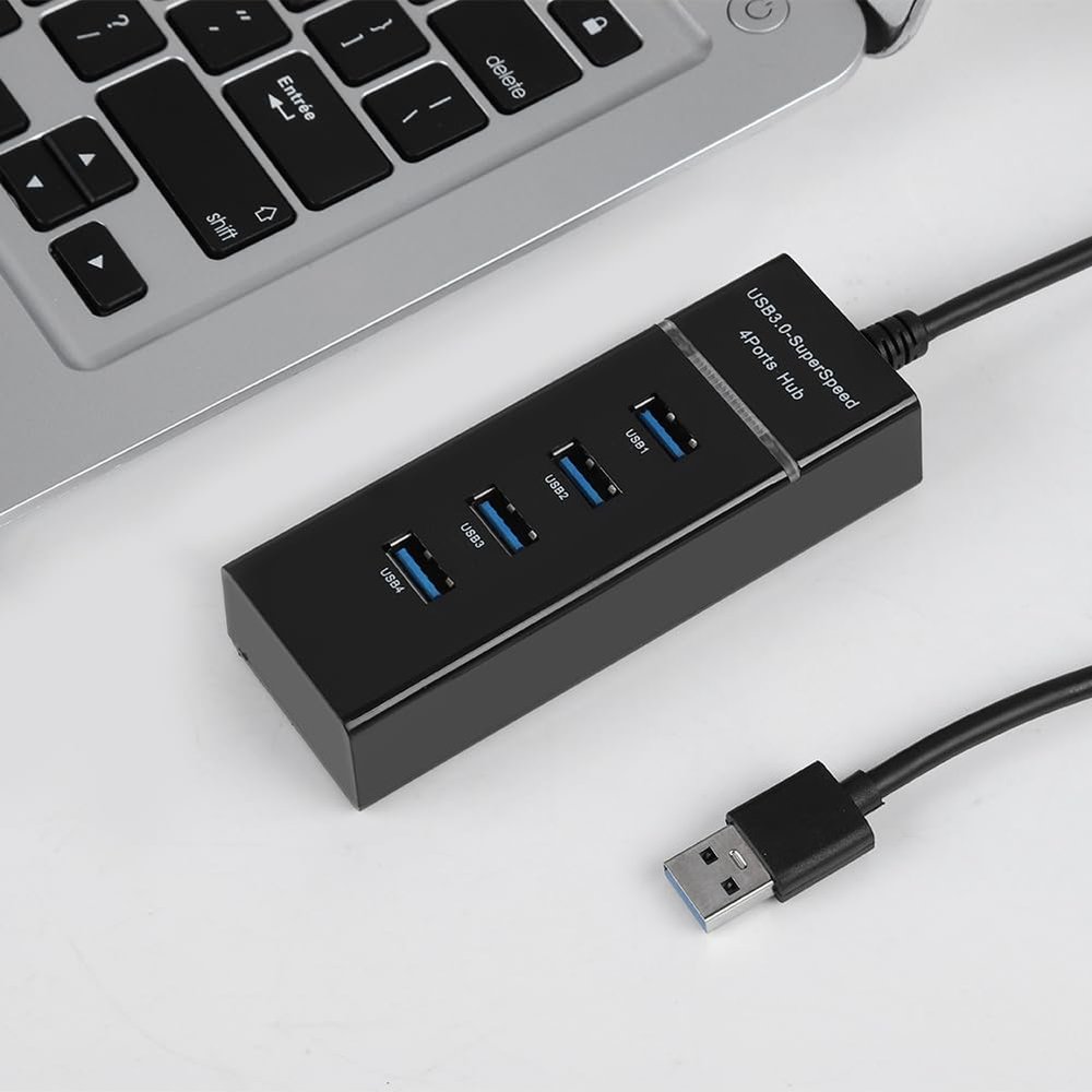 4 Port USB3.0 HUB - 5Gbps Charging Dock Station - Ultra-Slim - Plug & Play with LED - Charging Hub Adapter - for Phone/Tablet/PC/Windows