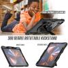 Herize Case Compatible with iPad Pro 12.9 inch 6th/5th/4th Generation with Screen Protector Pencil Holder | Full Body Shockproof Rugged Protective Rubber Case W/Stand Strap | Black view 3