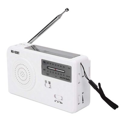 ciciglow Portable Solar Hand Crank AM FM Radio, Outdoor Emergency Radio with LED Flashlight, Smartphone Charger, White