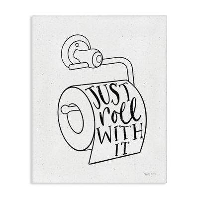 Stupell Industries 'Just Roll with It Toilet Paper', Canvas Art, 36 x 48 Inches, Easy to Hang and Sturdy, Made in USA, by Becky Thorns