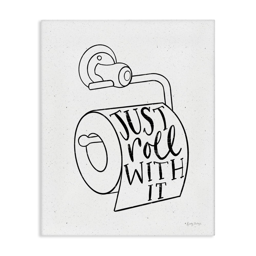 Stupell Industries 'Just Roll with It Toilet Paper', Canvas Art, 36 x 48 Inches, Easy to Hang and Sturdy, Made in USA, by Becky Thorns