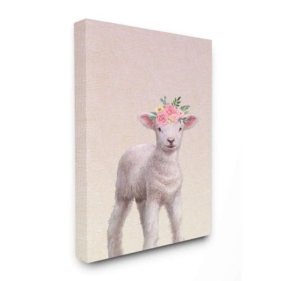 Stupell Industries 'Baby Lamb with Floral Crown'| Canvas Art