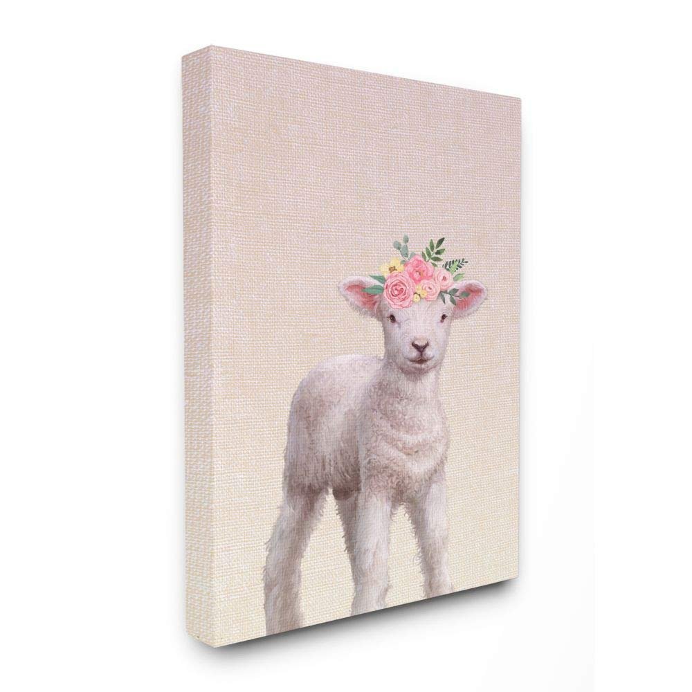Stupell Industries 'Baby Lamb with Floral Crown'| Canvas Art