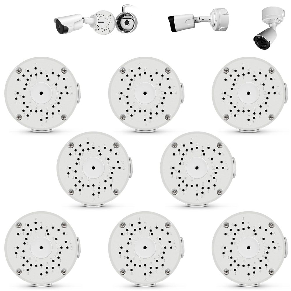 Only Compatible with Bullet Cameras Universal Bullet Security Camera Mount Bracket Hide Cable, Metal Electric Enclosure, Waterproof Outdoor Camera Cover, Base Junction Box for CCTV Cams (8 Pack)
