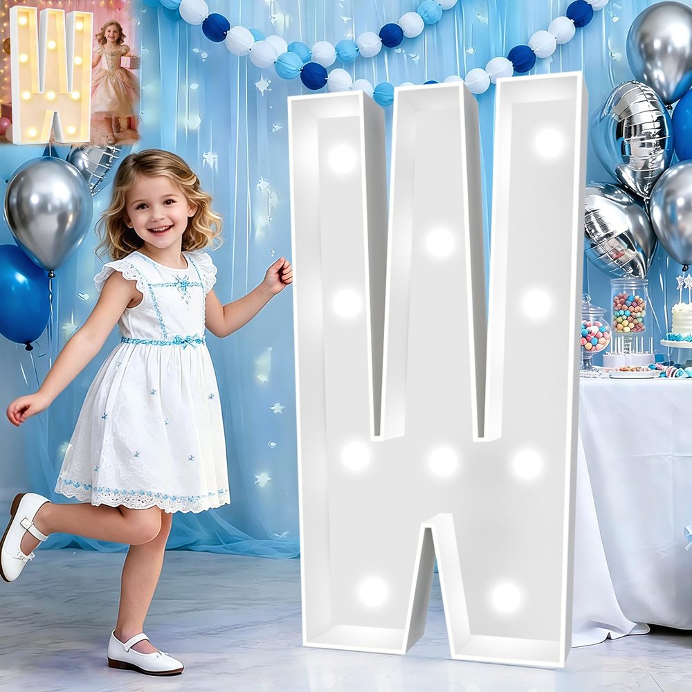 Pooqla 3 FT Marquee Letters, Light Up Letter W, Cool White and Warm White