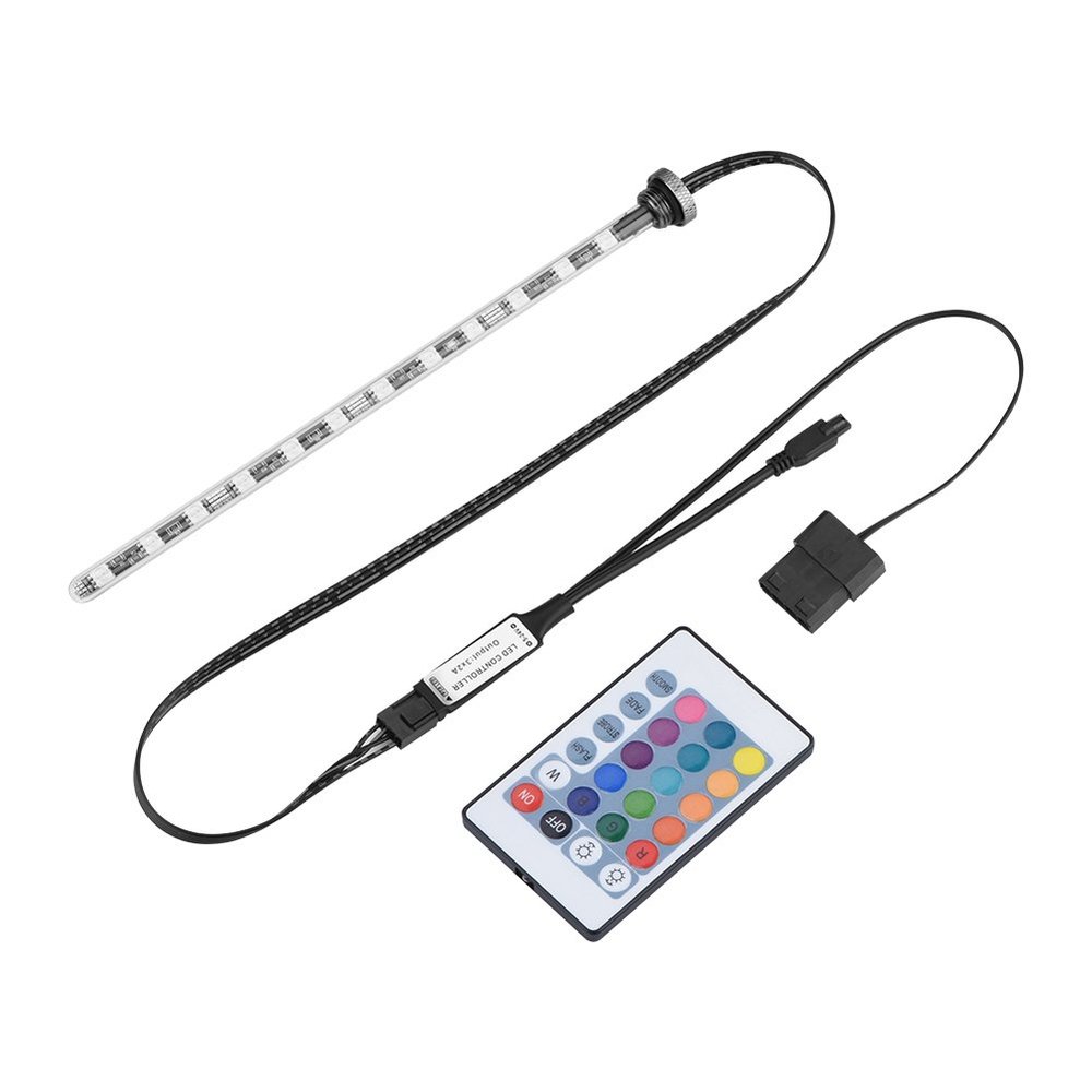 22CM Water Cooling Light, Acrylic & Glass Cover RGB Computer Cylinder Water Cooler Reservoir Light Universal Large 4P Connector LED Tube Lamp Lighting with Romote Control