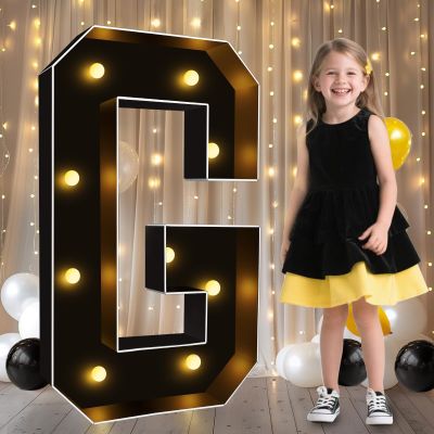 Pooqla 3FT Marquee Light Up Letters, Black Large Letter G Party Decorations