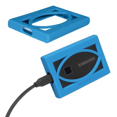 Alltravel Silicone Bumper Sleeve for Samsung T7, T7 Touch Portable SSD - 1TB, 2TB, 500GB - USB 3.2 External Solid State Drives (Sky Blue)