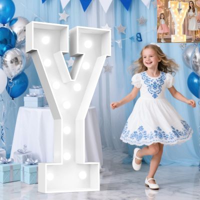 Pooqla 4 FT Marquee Letters, Light Up Letter Y, Cool White and Warm White