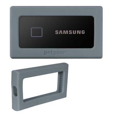 Silicone Bumper for Samsung T7. T7 Touch Portable SSD - 1TB, 2TB, 500GB, USB 3.2, Strong-Shock Absorbing, Slip-Resistant- Black (Gray)
