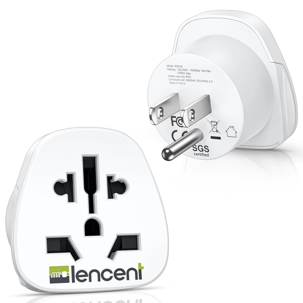LENCENT World to US Plug Adapter, [2 Packs] European EU Europe/UK/Australia/China/Italy to USA American Outlet Power Adaptor Travel Plug Adapter