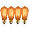 EX ELECTRONIX EXPRESS 4 Pack of ST64 Vintage Edison Light Bulbs with Squirrel Cage Filament - 60W Dimmable Yellow Incandescent Bulbs, 2200K Amber Glow, 110-130 Volts, E26 Medium Base view 1