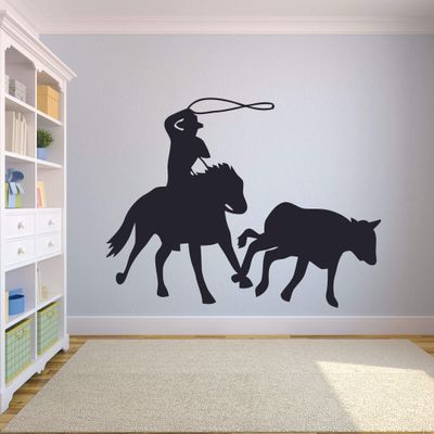 Cowboy Horse Bull Rodeo Country Boots Wall Sticker Vinyl Wall Art Decal for Cowboy Cowgirl Girls Boys Kids Children Bedroom Garage House Home Stickers Wall Art Vinyl Decoration Size (8x10 inch)