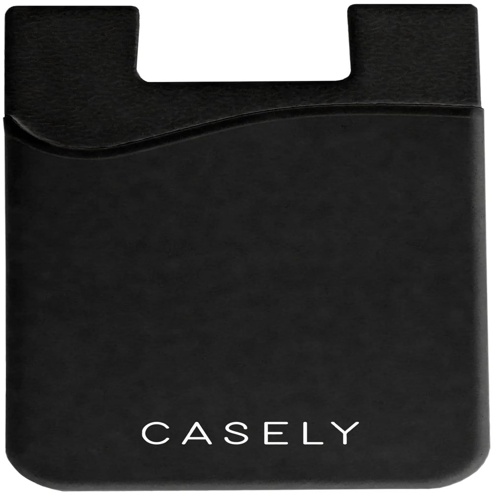 Casely Black Silicone Wallet | Holds Up to 4 Cards, Universal Size, Strong Adhesive, Remove and Reuse, Smooth and Flexible