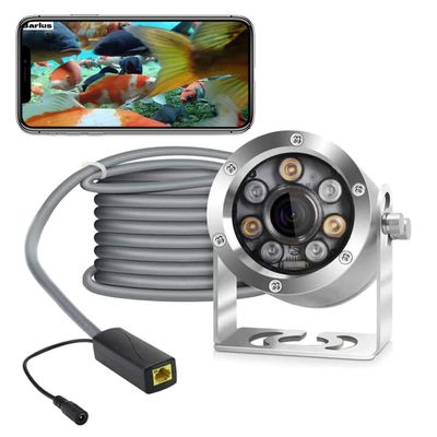 Barlus Underwater Camera POE 5MP CMOS Lens 100 Wide-Angle Sea Stainless Steel with Fill Light IP68 Waterproof Camera for 24/7 koi Pond with 32ft Cable
