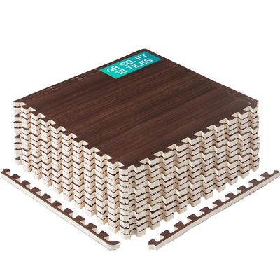 Yes4All EVA Interlocking Mats, Puzzle Floor Tiles, Foam Floor Padding with Border for Furniture, Home Space, Living Room, Garage 48 SQFT