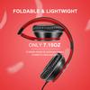 LORELEI X6 Over-Ear Headphones with Microphone, Lightweight Foldable & Portable Stereo Bass Headphones with 1.45M No-Tangle,Wired Headphones for Smartphone Tablet MP3 / 4 (Black-Red) view 3